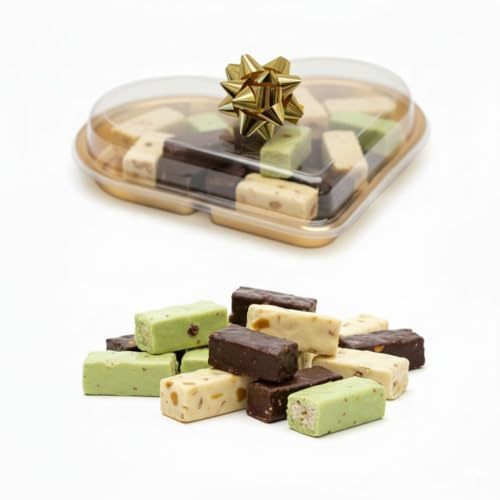 RAREZZE - Weiche sizilianische Torroncini-nougat aus handwerklichem Konditorei, überzogen mit verschiedenen Schokoladensorten, in Schönen Geschenkbox.