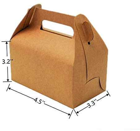 NICEWAY 50 Pack Brown Gable Gift Boxes Kraft Gift Box Candy Treat Boxes, Small Goodie Gift Boxes Treat Boxes for Wedding, Birthday Party, Baby Shower 4.5x3.2x3.3 inches