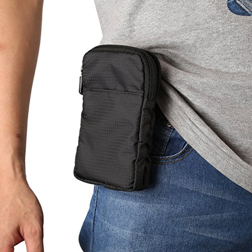 Handy Gürteltaschen Herren Schwarz, Handy Umhängetasche Herren, 6 Kleine Handy Schultertasche Holster Umhängetaschen Handytasche mit Gütelclip Handy Hüftentasche mit Karabiner und Gürtelschlaufe