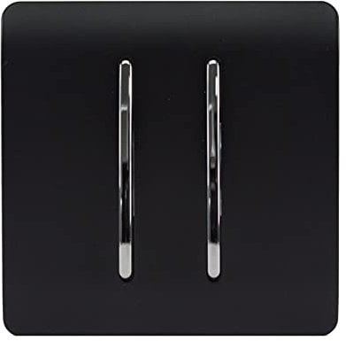 Trendi 2 Gang 3 way (Intermediate) 240V Screwless Raised Front Plate Plastic Artistic Modern Glossy 10 Amp Chrome Rocker Double Electrical Wall Light Switch Matt Black - ART-SS99MBK