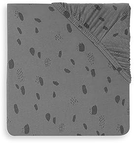 Jollein Spannbettlaken Laufgitter Jersey 75 x 95 cm - Spot - Storm Grey