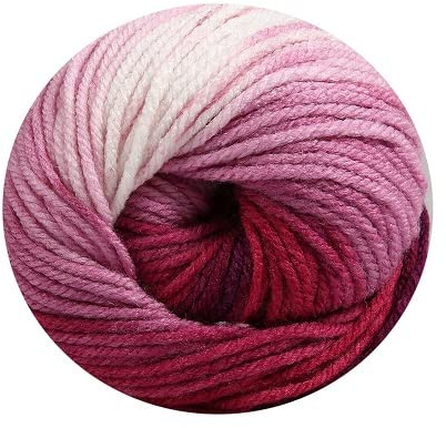 1 x 100 g Wollbiene Batik 100 Gramm Wolle mit Farbverlauf mehrfarbig Multicolor Strickwolle Häkelwolle (5300 beere weiß)