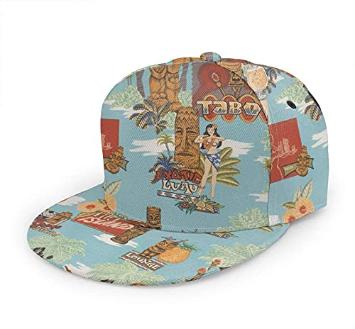 Oaieltj Unisex Baseball Cap Erwachsene Teens Adjustable Snapback Flat Brim Baseball Cap Cool Hip Hop Hat, Tiki Aloha, One size