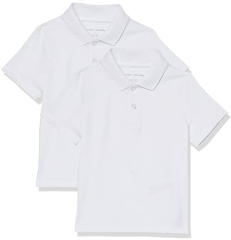 Amazon Essentials Jungen Active Performance Poloshirts, 2er-Pack, Weiß, X-Large