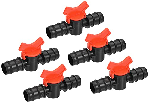 sourcing map Bola Válvula 25mm Púa Conector Cierre Apagado Interruptor Plástico para Riego Goteo Tubo 5 Paquetes