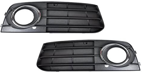EASYSHOP24H Set 2 Griglia Paraurti Anteriore Dx e Sx Per A4 B8 8K 2007 2011 Con Anello Cromato Cornice Mostrina Inferiore Copertura Fendinebbia Destro e Sinistro