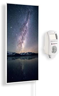 Könighaus Infrarotheizung mit Bild - 600 Watt + Smart Thermostat & Könighaus APP - Energiesparende Infrarot Wandheizung mit Bildmotiv – TÜV SÜD - Weißer Rahmen (18. Sternenhimmel 2)