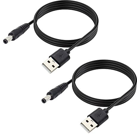 RIIEYOCA Cable de alimentación de 5 V CC, USB 2.0 macho a CC de 5,5 mm x 2,5 mm macho para enrutador, luz LED, altavoz y más, 2 m (paquete de 2)