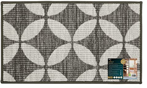 JVL Fiora Machine Washable Door Mat, 44 x 75 cm, Pewter