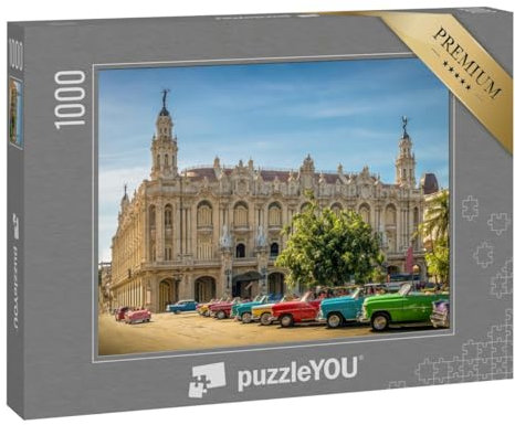 puzzleYOU: Puzzle 1000 Teile „Kubanische Oldtimer vor dem Gran Teatro, Havanna, Kuba“