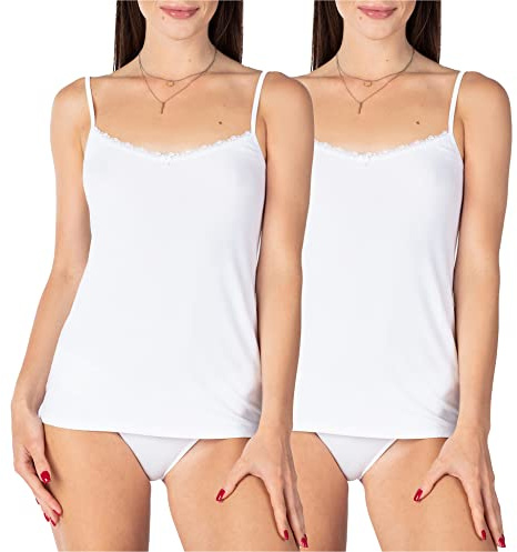 Bellivalini Damen Unterhemd aus Viskose mit Spitze BLV50-219