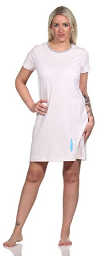 Normann Damen Nachthemd halbarm, Bigshirt mit Feder- und Pfeil-Motiv - 122 214 10 754