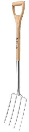 Eadwiella Heugabeln für Gartenarbeit, Kompost, Graben, Spaten, Kultivieren, Belüftung, Gartengabel, Gartenarbeit, 4 Zinken, Kompost, Spatengabel, 109,2 cm, Stahl-Heugabel mit D-Griff