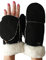 AXELENS Warme Handschuhe Frauen Winter Zu Öffnende Fäustlinge Elegant Komfortable Eco Wildleder S/M SCHWARZ