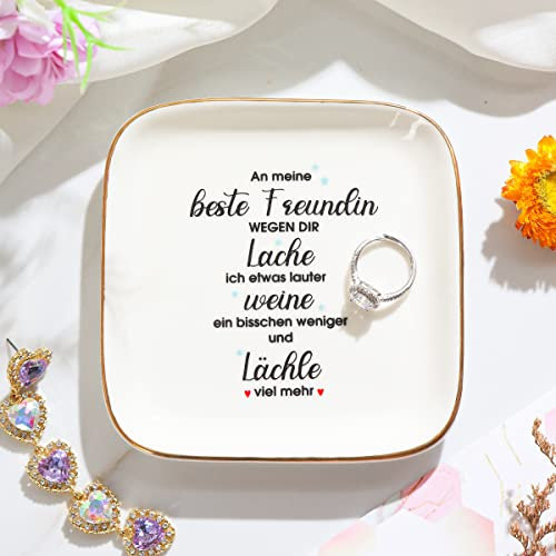 Titanape Beste Freundin Geschenke, Keramik Schmuckschale Schmucktablett, Geschenk für Freundin Geburtstag, Hochzeit, Weihnachten, Schulabschluss