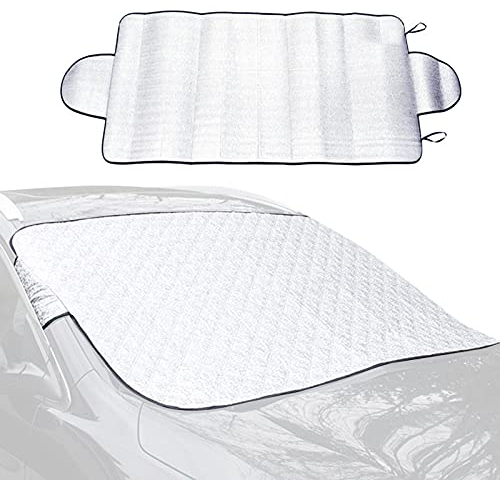 Frontscheibenabdeckung, Auto Windschutzscheibe Abdeckung, Fixierung Faltbare Auto Scheibenabdeckung, Abnehmbare Eisschutzfolie für Winter Sommer Schnee EIS Frost Staub Sonne UV-Schutz 150 x 70 cm