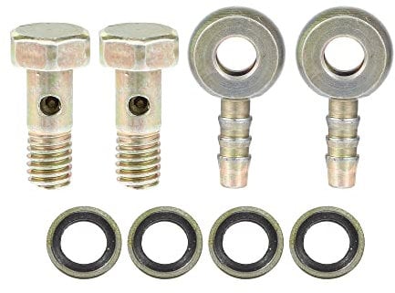 X AUTOHAUX M6x1 Car Banjo Hose Barb Bolt Fitting Adapter with Washer (Set of 2)