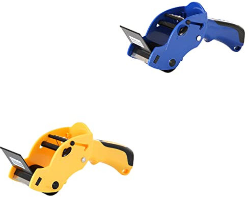 Rapid-Replace Packing Tape Dispenser Guns with Extra Blade,Lightweight Ergonomic Industrial Handheld Heavy Duty Tape Cutter for Carton, Packaging and Box Sealing, LDS Industry (2PCS,Yellow+Blue)