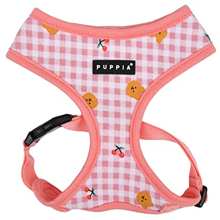 Puppia Baba Überkopf-Hundegeschirr, kein Würgen, kein Ziehen, Verstellbarer Brustgurt, Spaziergehtraining für kleine und mittelgroße Hunde, Indisches Rosa, M
