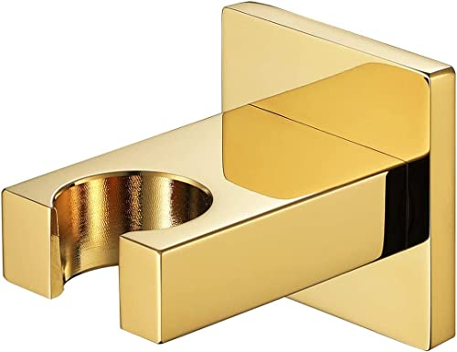 YRUIIA Handbrause Halterung Duschhalterung Wand Duschkopfhalterung Brausehalter Messing Quadratisch Duschbrause Halterung für Handbrause, Brausehalter Duschkopf Halter,Titanium Gold