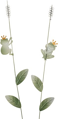 Dio only for you 2er Set Blumenstecker Frosch auf Schilf | Gartenstecker Haus Garten Blumen | 52 cm
