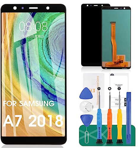 Écran LCD Incell pour Samsung Galaxy A7 2018 pour Samsung A7 2018 Écran LCD de Remplacement SM-A750F Assemblage du numériseur Tactile SM-A750G, SM-A750C, SM-A750X, SM-A750N Kit de réparation (Noir)