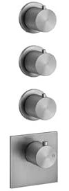 Gessi 316 Fertigmontage-Set Unterputz-Thermostat, vertikalen Montage, 3 separate Wege, einzelne Rosetten, 54506, Farbe: Metall Schwarz gebürstet PVD