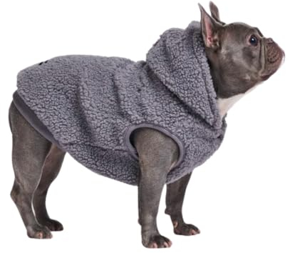 Spark Paws Teddy Hundepullover – Kuschelige Sherpa-Weste mit Warmer Fleece-Fütterung, Wintermantel für kleine, mittlere & große Hunde XL XXL - Grau - L