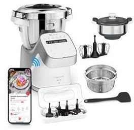Robot cuiseur multifonction connecté Moulinex i Companion Pro avec Cuiseur vapeur YY5287FG 1550 W Argent