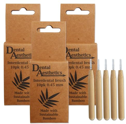 Interdentalbürsten aus Bambus, 3 Packungen ~ 10 Bürsten pro Packung (0,45 mm)