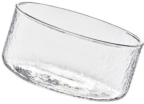 LIFKOME Glass Clean Container and Multi-Glass Glass Bowl 1300ml Handmade Hammered Texture Heat-Resistant Tea Cup Clean Holder for Japanese Tea Ceremony Accessories
