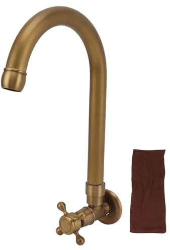 Solo Rubinetto Acqua Fredda, Rubinetto Lavello Cucina Esterno, Rubinetto Esterno Giardino Antico nel Muro Prevenzione Crepe Antigelo Rotazione a 360 Gradi Rubinetto Singolo Acqua(Beccuccio rotondo)