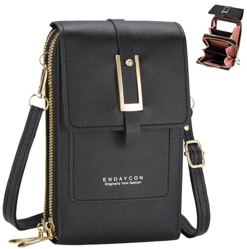 Fentar Handytasche zum Umhängen Damen, PU Leder Handy Umhängetasche, Handytasche mit Geldbörse Kartenfächer, Kleine Tasche, Touchscreen Handy Portemonnaie Tasche, Mode Handy Tasche Crossbody Bag