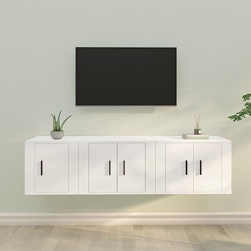 AUUIJKJF Inicio al aire libre Otros3 piezas TV Cabinet Set White Engineered Wood