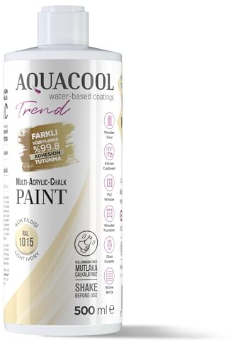 Aquacool Trend MAC paint - Furniture, cabinets, tiles, countertops No primer or varnish needed 16.9 Fl Oz (RAL 1015 Light Ivory)
