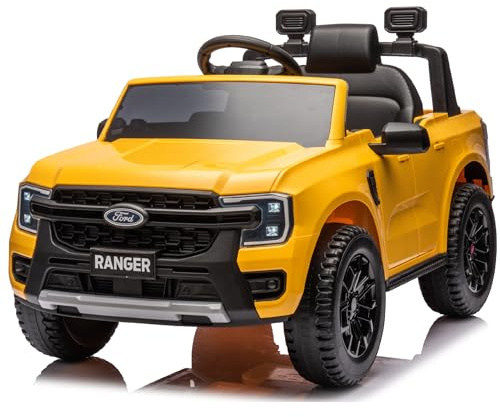 Sun Baby Elektro Kinderauto, Ford, 3-6 Jahre, 30W, Fernsteuerung, Federung, Scheinwerfer, MP3-Player (Gelb)