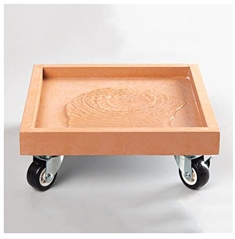 RedAeL Bandeja de platillo de Maceta con Ruedas de Alta Resistencia - Posavasos Cuadrado Naranja con Ruedas - 30 cm