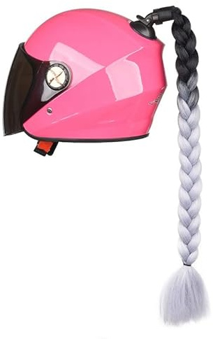 Helm geflochtener Pferdeschwanz,Motorrad Fahrrad Helm Haar Zöpfe Haarteile Motorrad Helm ZöPfe Helm Braids Retro Motorradhelm Braids für Motorrad Fahrrad Helm Haar mit Saugnapf für Kinder Erwachsene