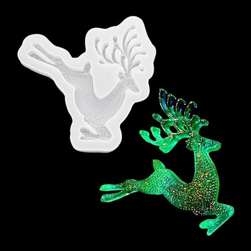 DIYBravo Moule de Cerf en Silicone, Moule de Resin Animaux Moule Noël Epoxy 3d Ornament pour Décor de Bureau Maison