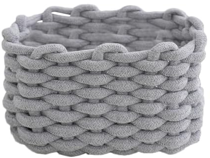 Generic Cotton Rope Small Storage Basket | Rectangle Storage Baskets | Desktop Basket Organizer for Cupboard Nursery Decor