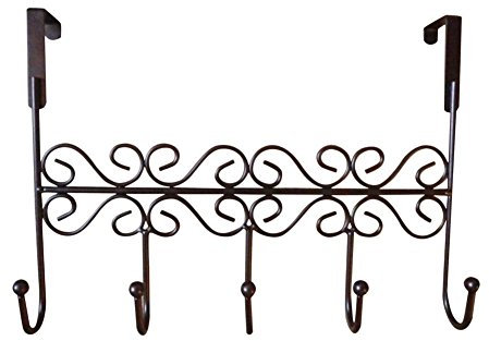 Generisch Handtuchhalter Tür-Hängeleiste 5 Haken Metall-Landhaus-Türgarderobe Türhaken (Bronze)