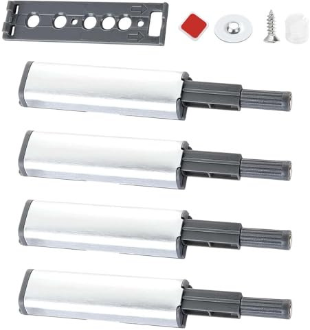 4 Pcs Push to Open Door Catches, Door Latches for Internal Door Push Latch, Easy to Install and Use, Push Open Door Catches for Kitchen Cabinet Doors Wardrobes Desk Drawers Bedroom