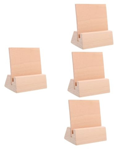 KALLORY 4pcs Wooden Cards Base Holder Postcard Stand Displaying Supply for Gaming Cards