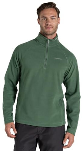 Crag hoppers Men's Corey VI Half Zip Fleece Lightweight Insulating Top, Mangrove Green, XXL