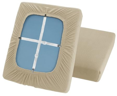 ZYBSLCSY Sofa Sitzkissenbezug Elastizität Jacquard Sofa Überzug Couch Bezug, rutschfeste Bezüge Für Wohnwagenpolster Mit 2 Cord (Beige,W 50-70cm, D 50-70cm)