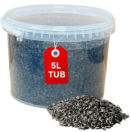Beewarm 5L Tub Niger Seeds for Birds, Nyjer Seed, Niger Seed Feeder, Nyjer Seed Bird Food, Niger Seed Feeders for Wild Birds