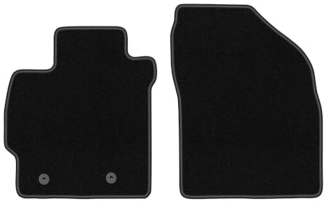 Velours-Fußmatten vorne passend für Toyota Auris I 2006-2013, Schwarz | passend für Schrägheck; dünner Velours-Teppich (Polypropylen), ca. 4 mm; rutschfest, runde Befestigungen (Typ AV)