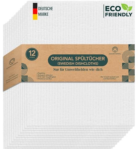 Schwedische Spültücher, Biologisch Abbaubare Putztücher, Plastikfreie Putzlappen, Biologisch abbaubar Dishcloths Spüllappen (Weiß)