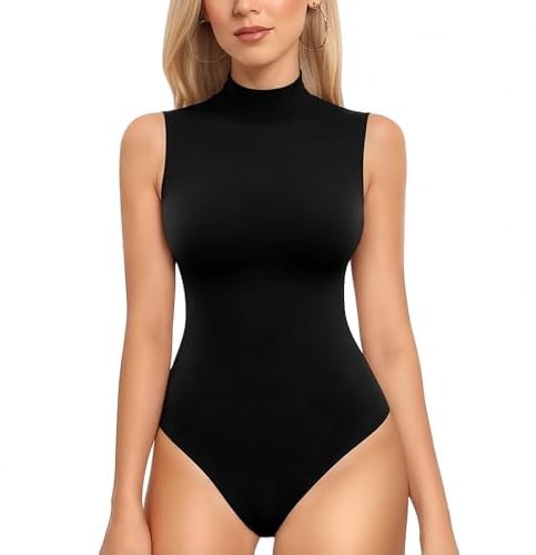 RuiChy Body per Donne Maniche Collo Alto Bodys Donna Pantaloncini con Parte Superiore Uscite Taglio Slim Casual Bodys Bodywear Abbigliamento da Club