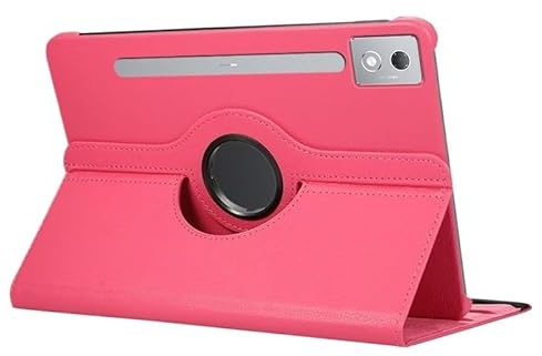 Étui en Cuir PU for Tablette Lenovo Idea Tab Pro 12,7 Pouces TB373FU/TB375FC 2025, Support Rotatif à 360°(Rose Red)